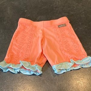 Matilda Jane Coral and Blue Ruffle Shorts